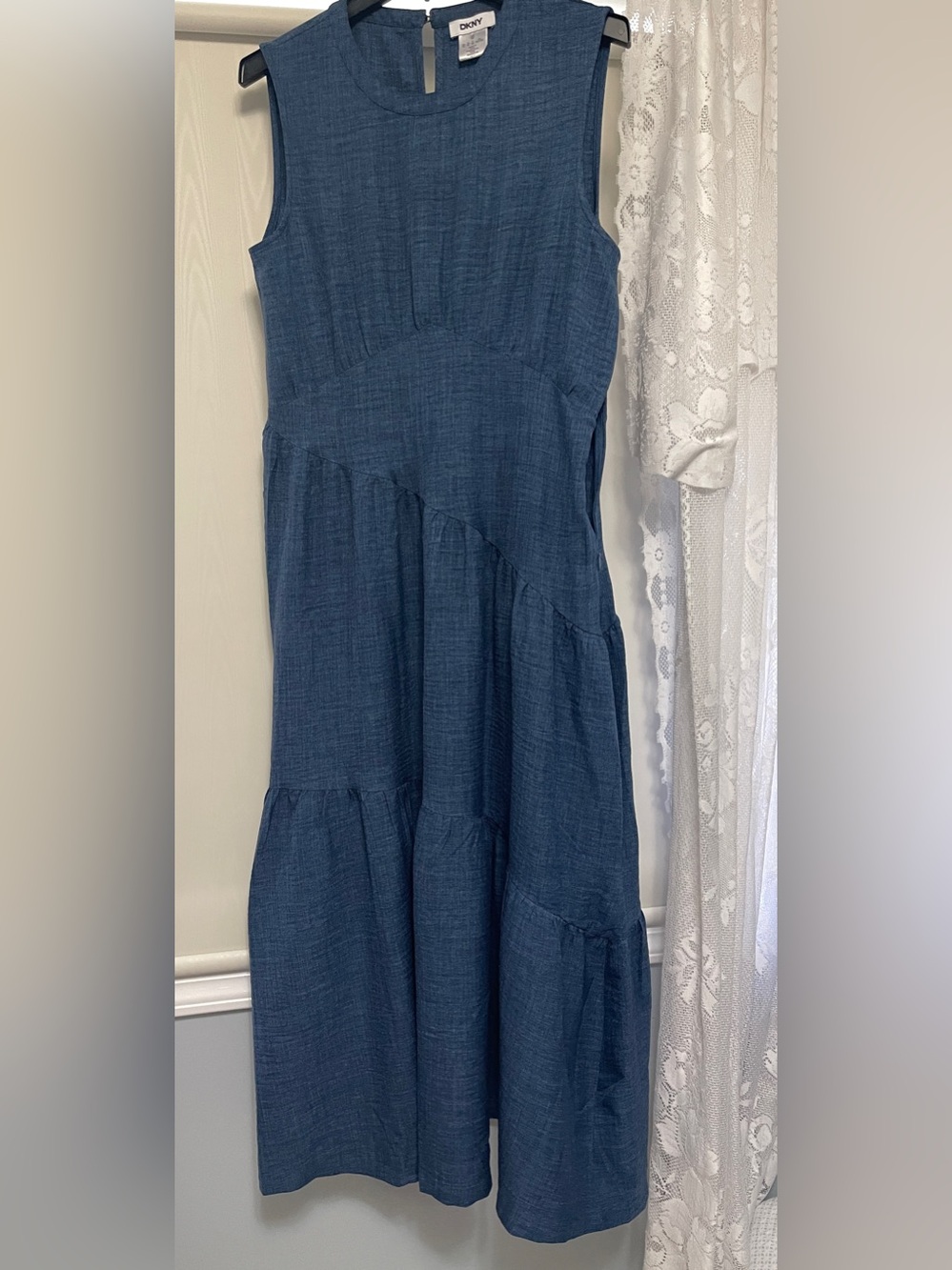 DKNY Navy Blue Tiered Maxi Dress